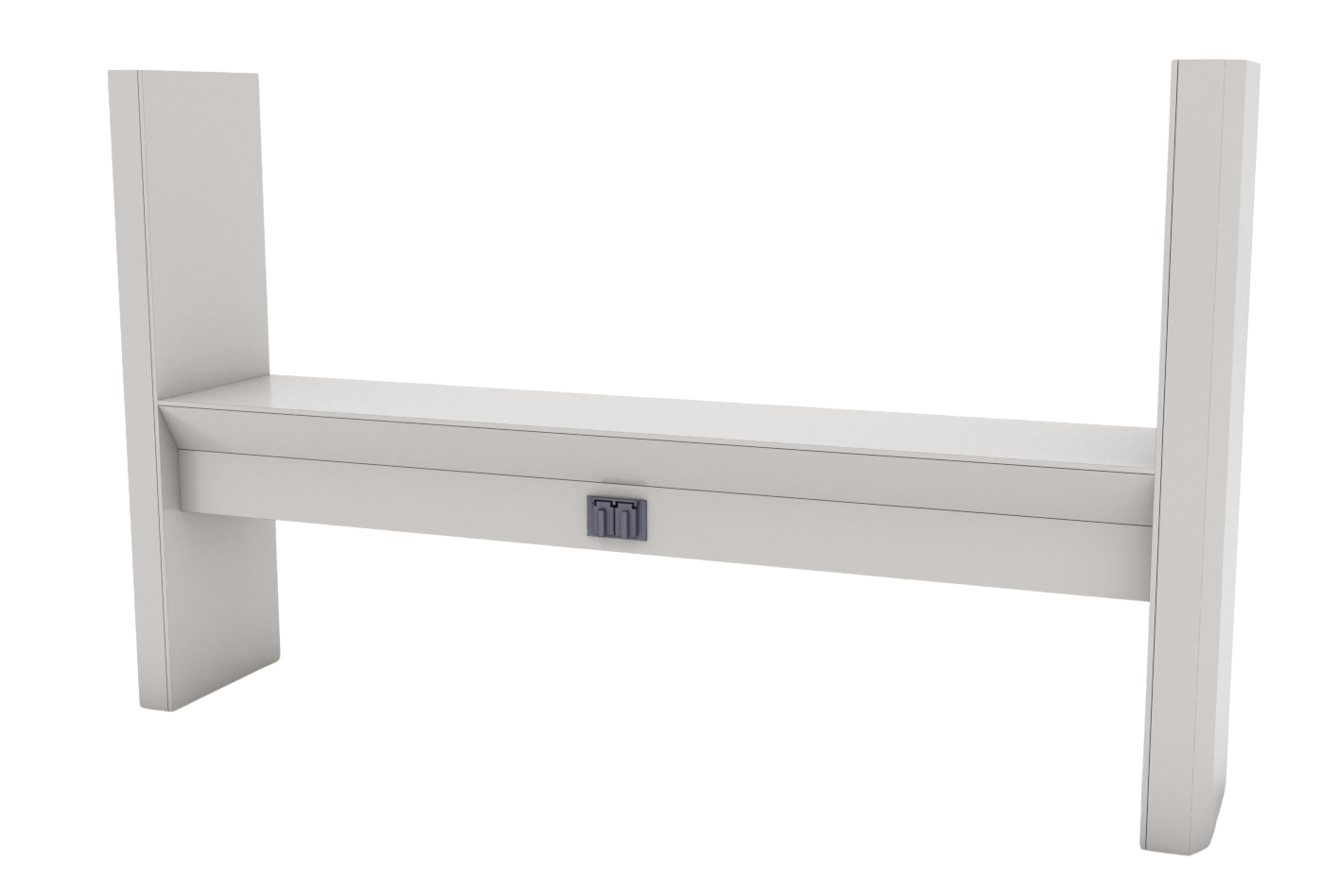 Repisa puente ergonómica de laboratorio con columna alta para servicios eléctricos y fluidos, ideal para gestión de instalaciones